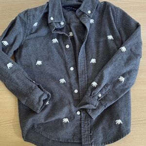 Janie and Jack Gray and White Button Down Shirt